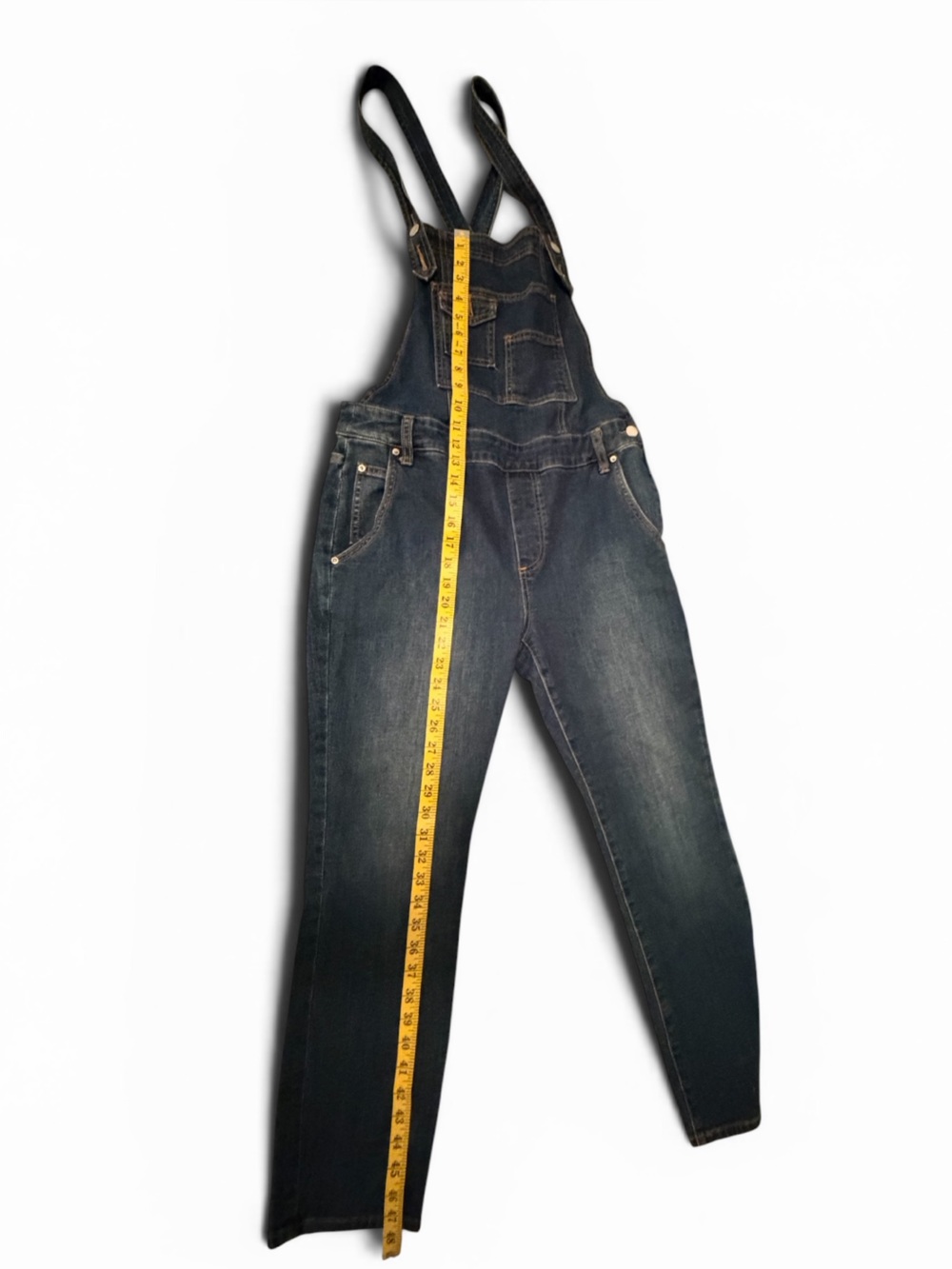 Free People Faded Blue Slim Denim Overalls - Picture 2 of 5